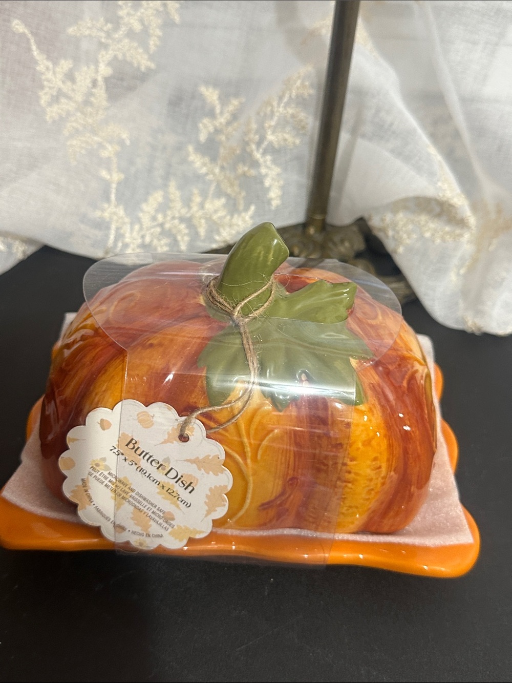 Fall pumpkin ceramic butter dish